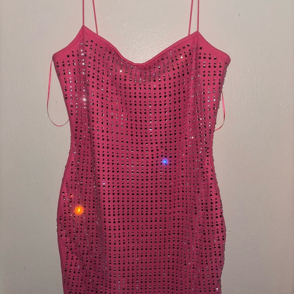 Fashion Nova Katie Embellished Mini Dress - Pink